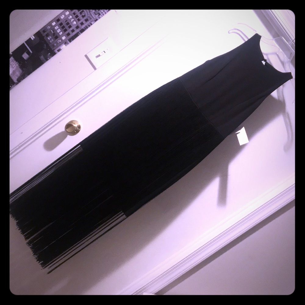 Black mini long  fringe dress